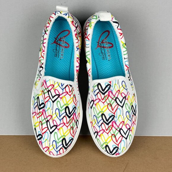 Skechers J Goldcrown Poppy Drippin Love Slip On Sneakers Womens 7 White Multi - Picture 8 of 11